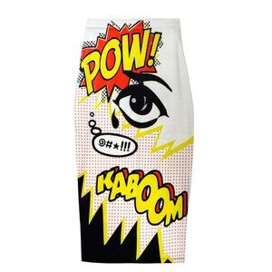 TOPSHOP X ROY LICHTENSTEIN KABOOM SKIRT Y2K COMIC NEOPUNK BODYCON POP ART SZ 4